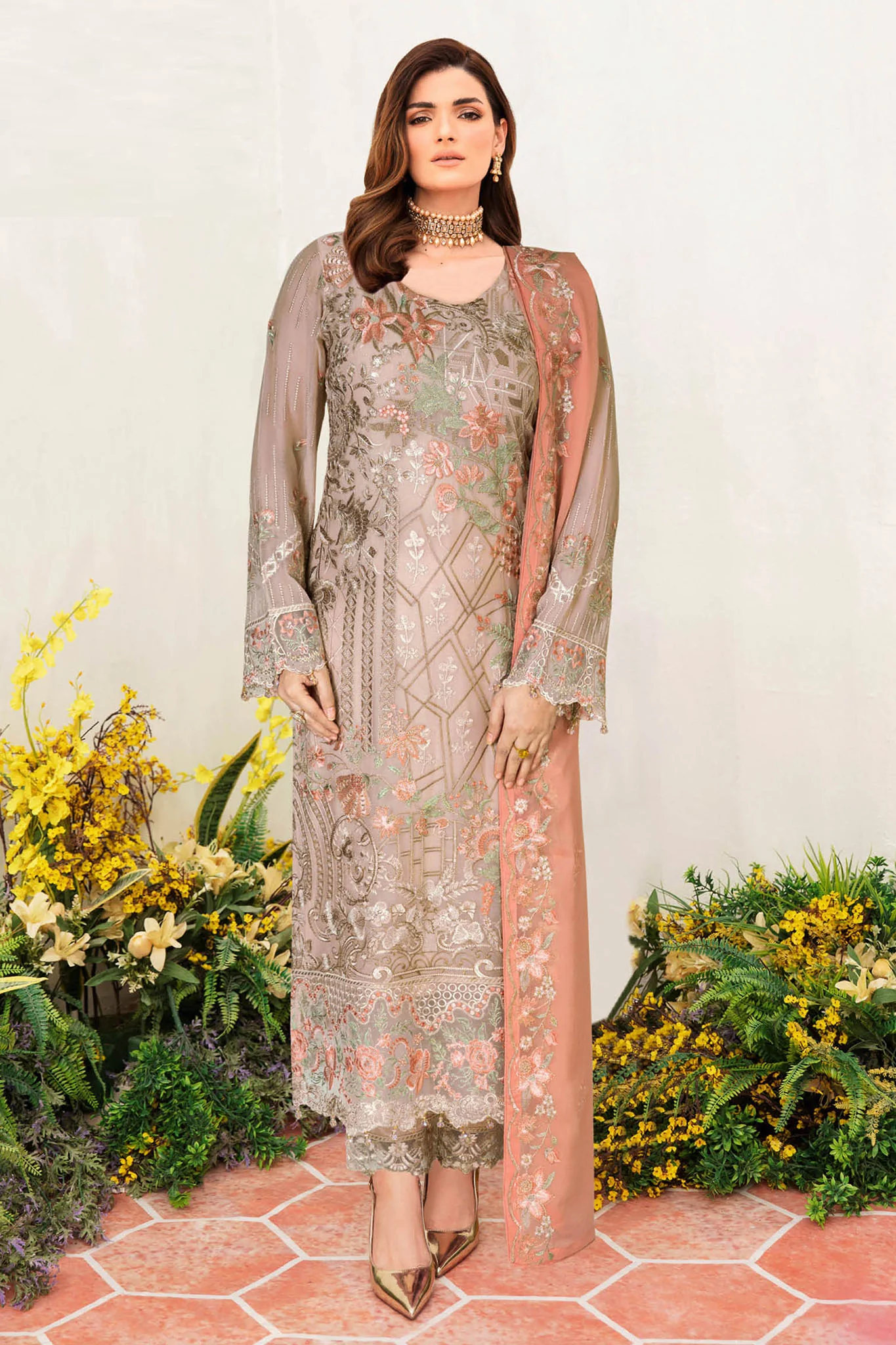 B-201 - Beige - Unstitched 3-Piece Suit