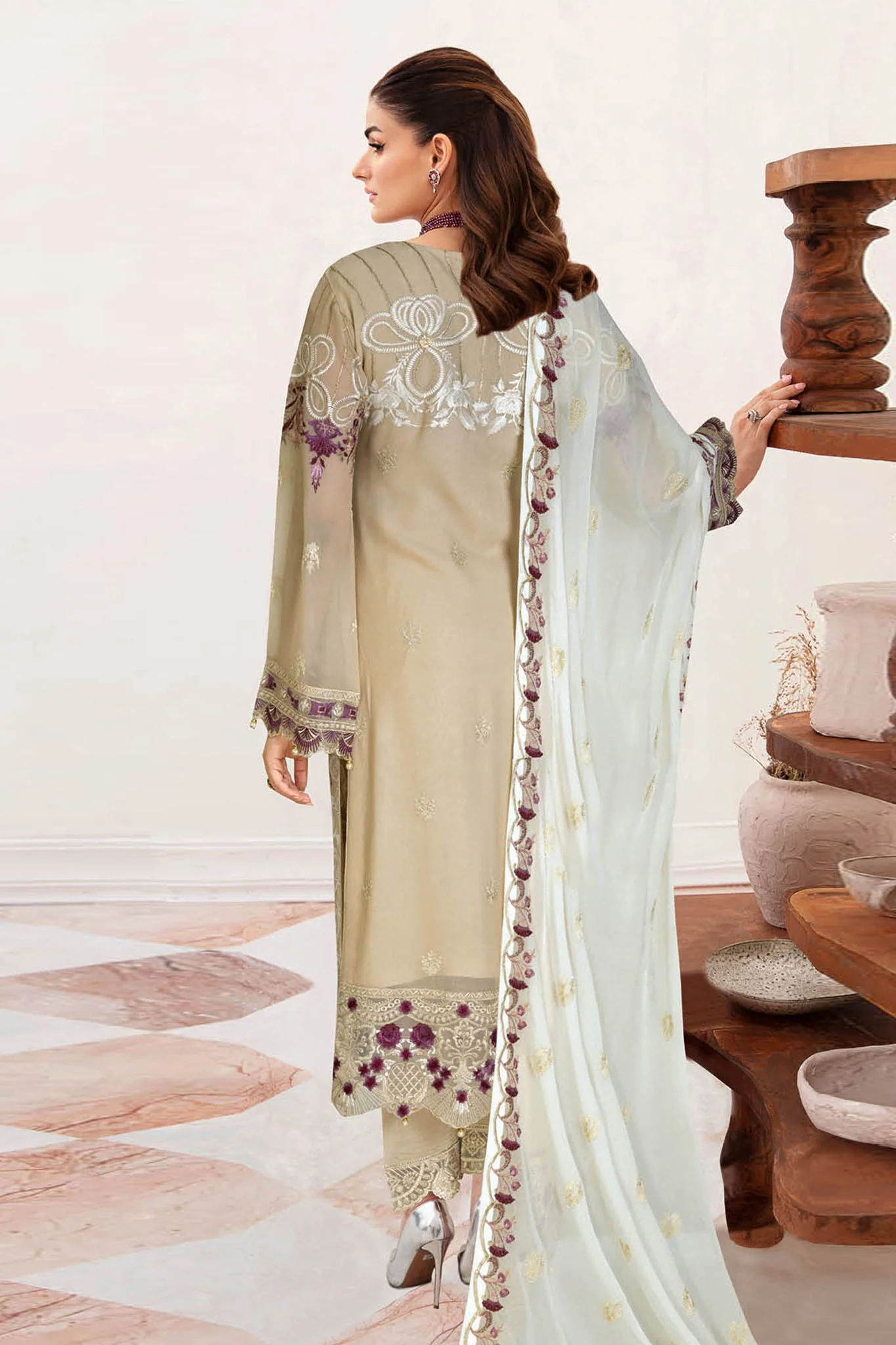 B-209 - Stone - Unstitched 3-Piece Suit