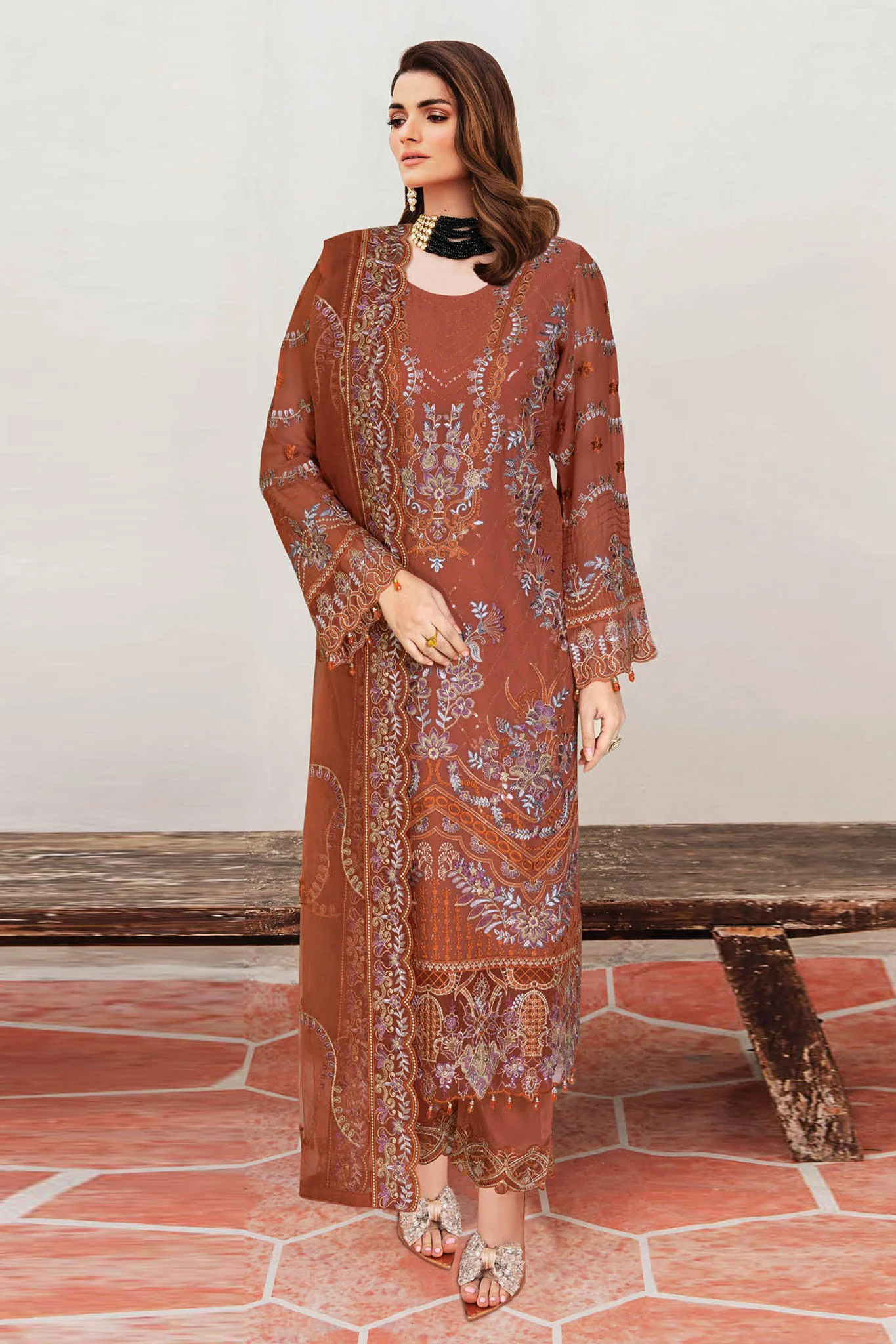 B-210 - Rust - Unstitched 3-Piece Suit