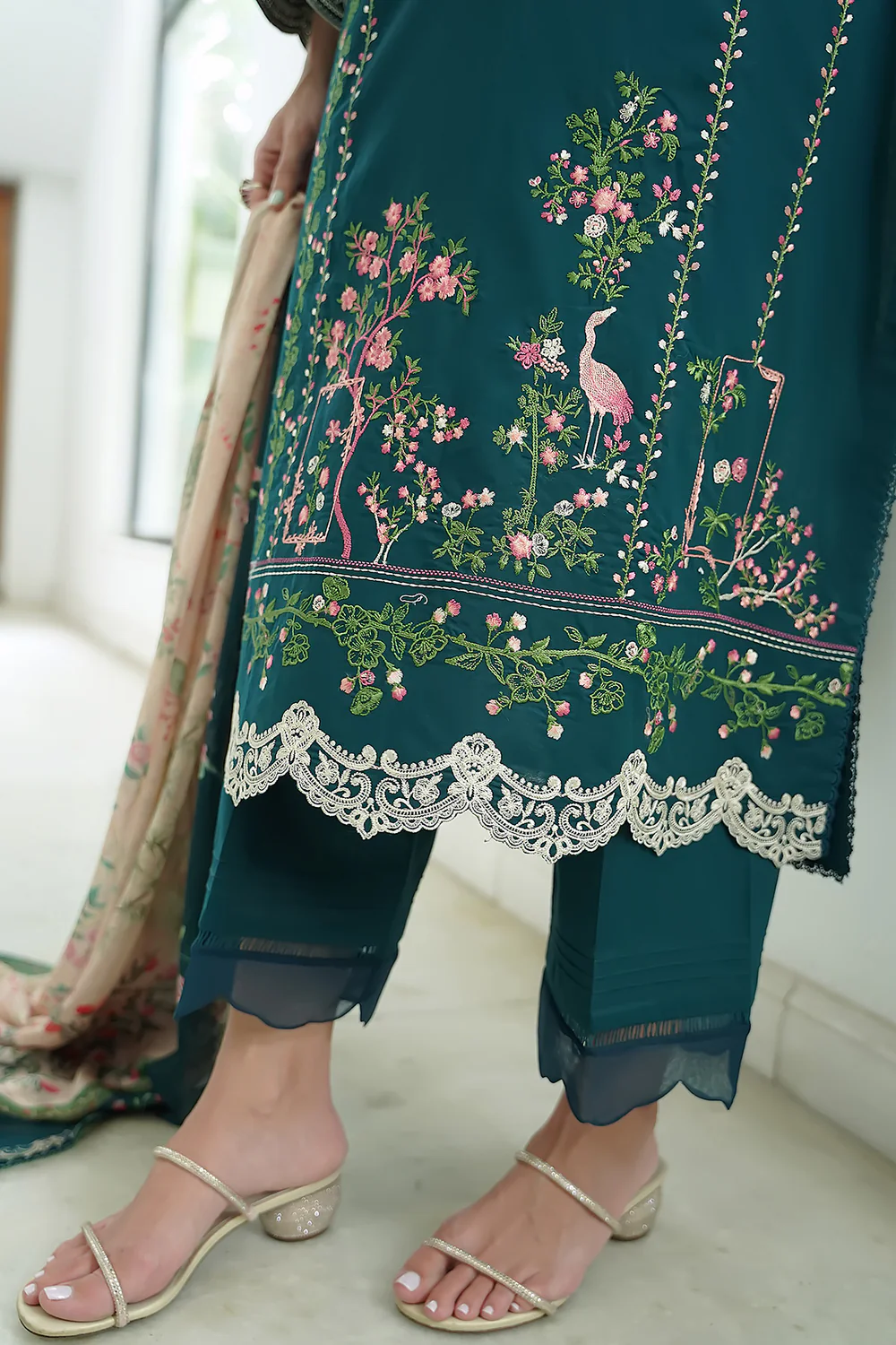 Teal Gardenia – Unstitched 3PC Set