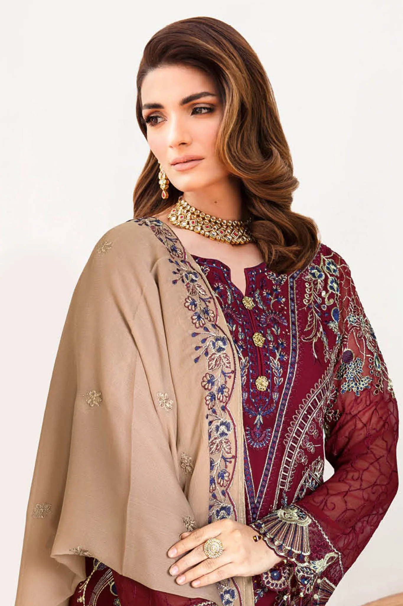 B-203 - Maroon - Unstitched 3-Piece Suit