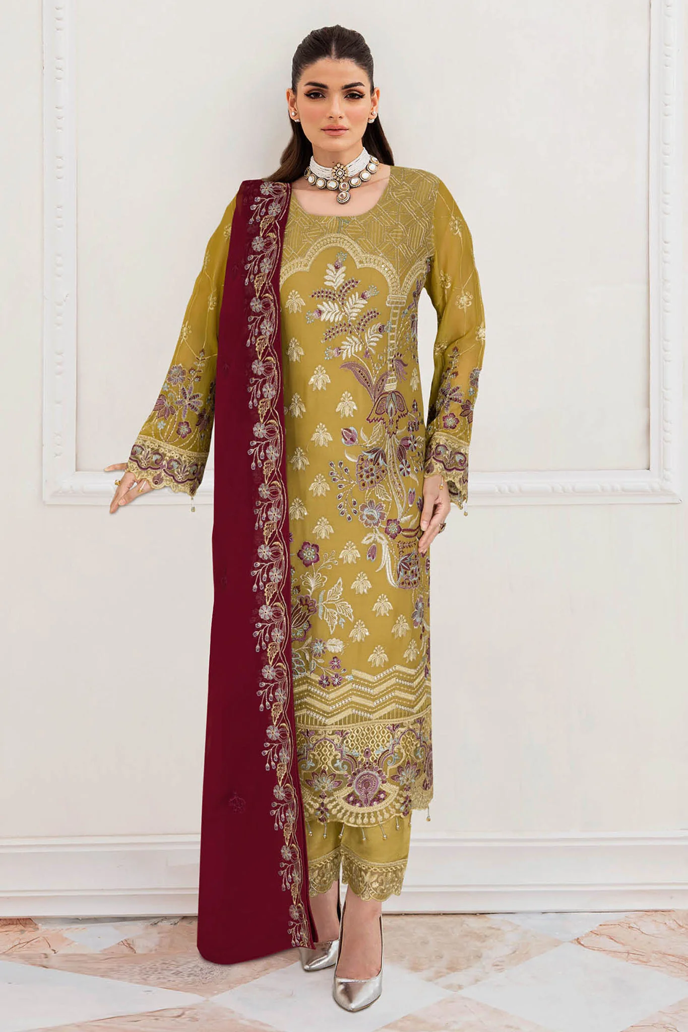 B-206 - Mustard - Unstitched 3-Piece Suit