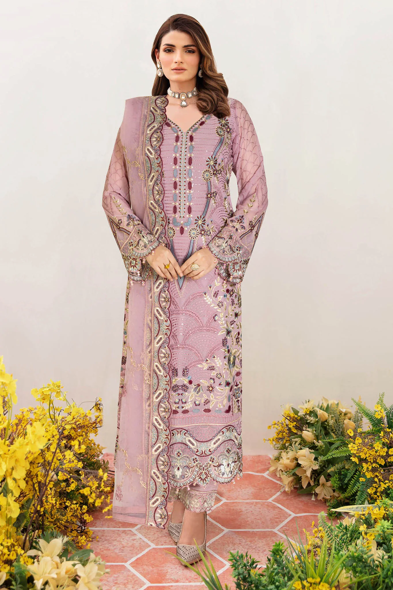B-207 - Pink - Unstitched 3-Piece Suit