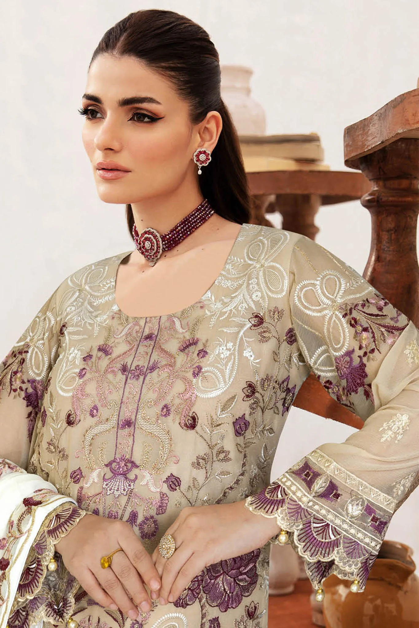 B-209 - Stone - Unstitched 3-Piece Suit
