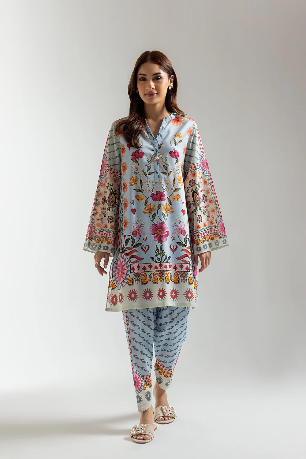 ETHNC BABY BLUE E6133/102/633 - Stitched 2-Piece Set