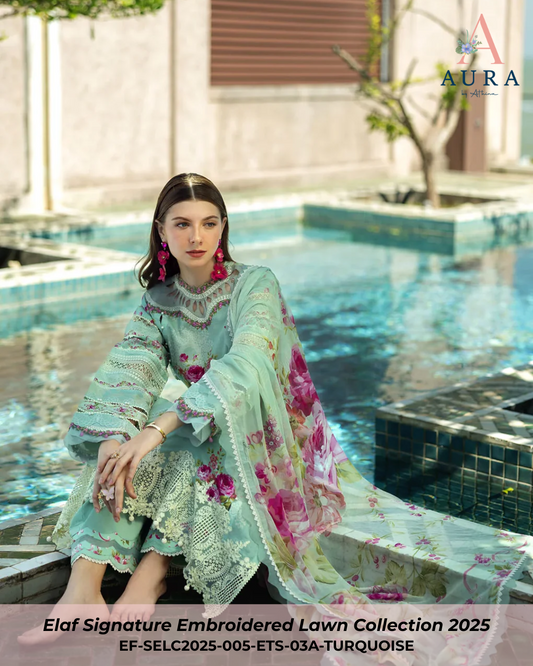 TURQUOISE - ETS-03A - Unstitched 3-Piece Suit