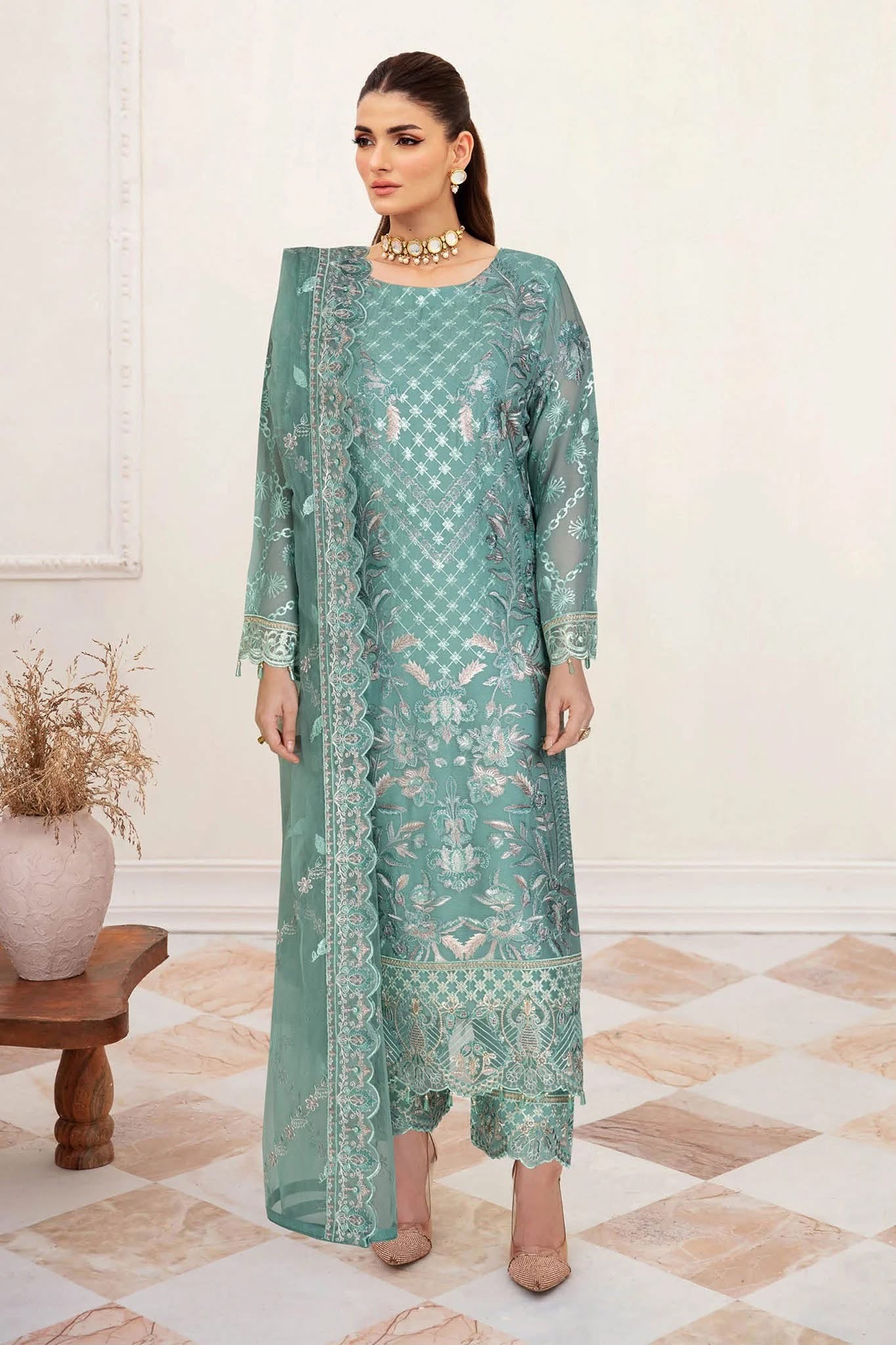 B-202 - Mint - Unstitched 3-Piece Suit