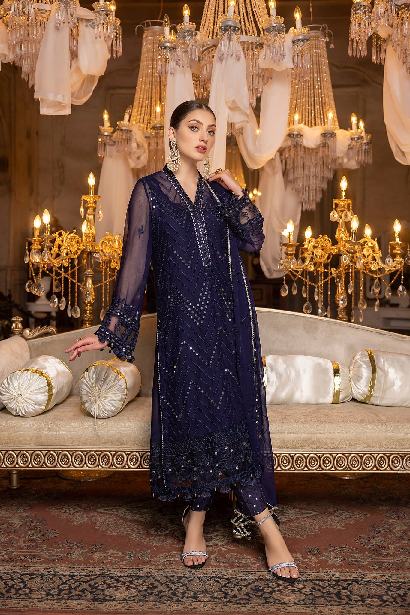 Navy Blue - Unstitched 3-Piece Set
