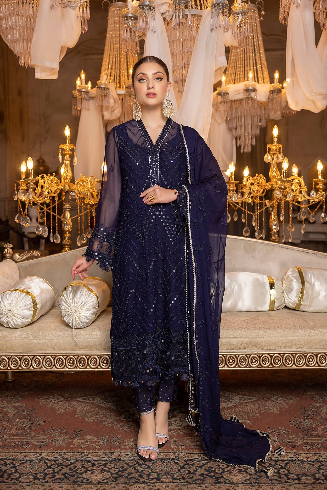 Navy Blue - Unstitched 3-Piece Set