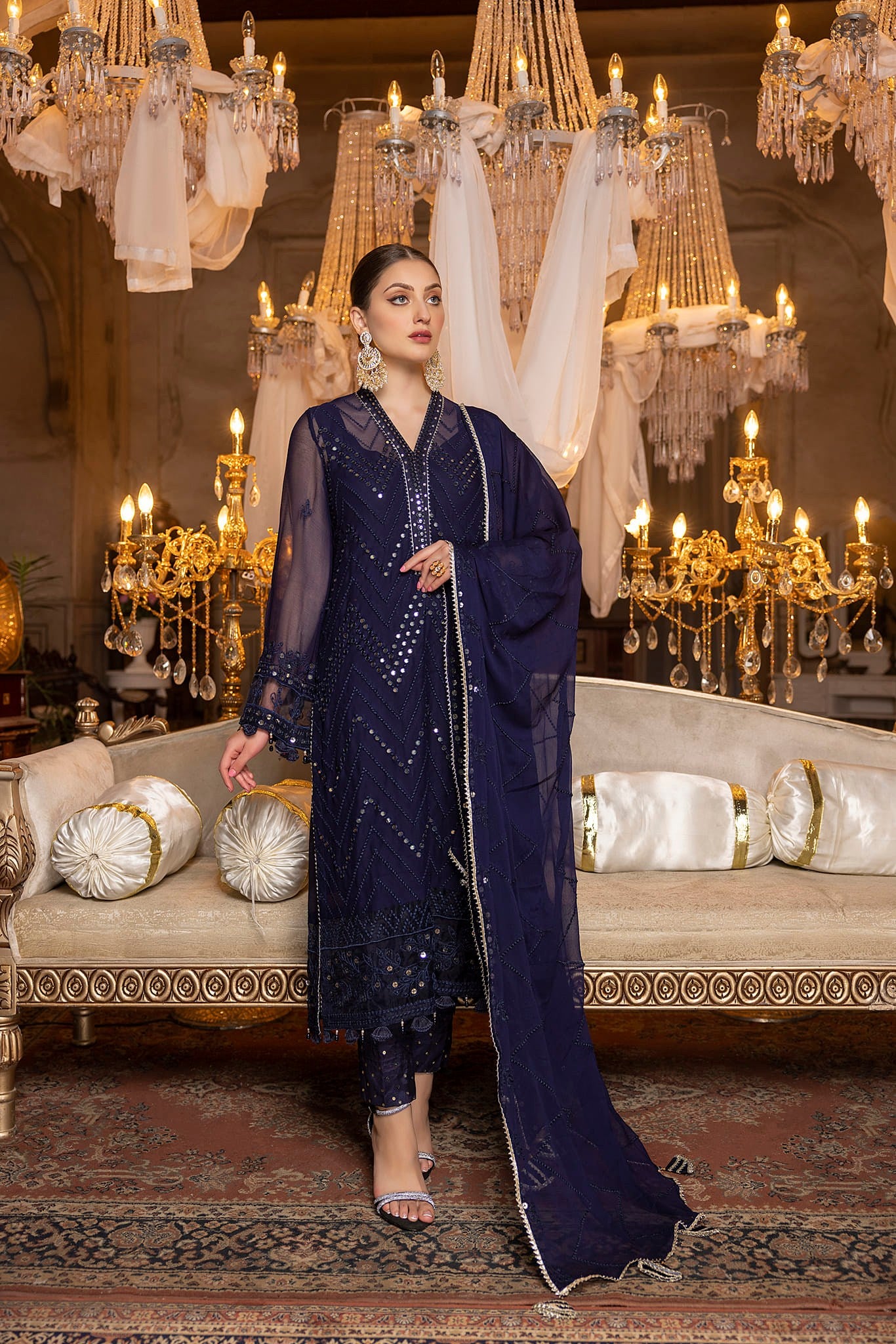 Navy Blue - Unstitched 3-Piece Set