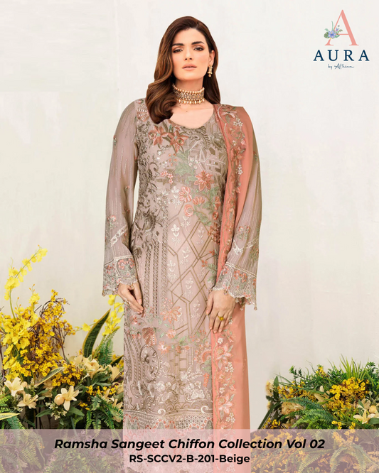 B-201 - Beige - Unstitched 3-Piece Suit