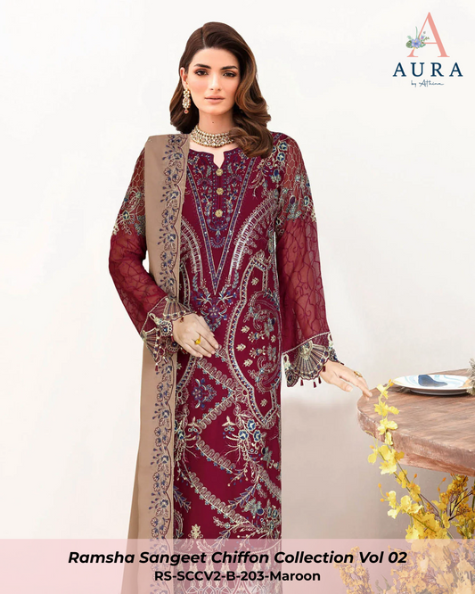 B-203 - Maroon - Unstitched 3-Piece Suit