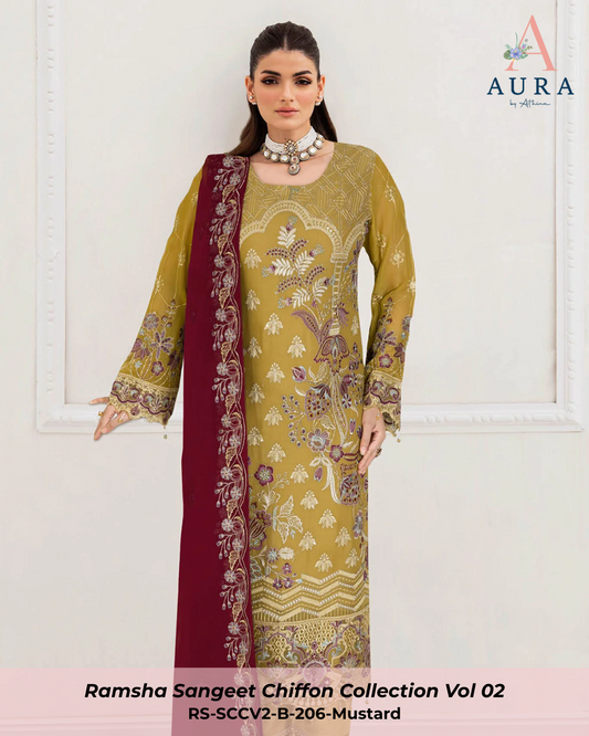 B-206 - Mustard - Unstitched 3-Piece Suit