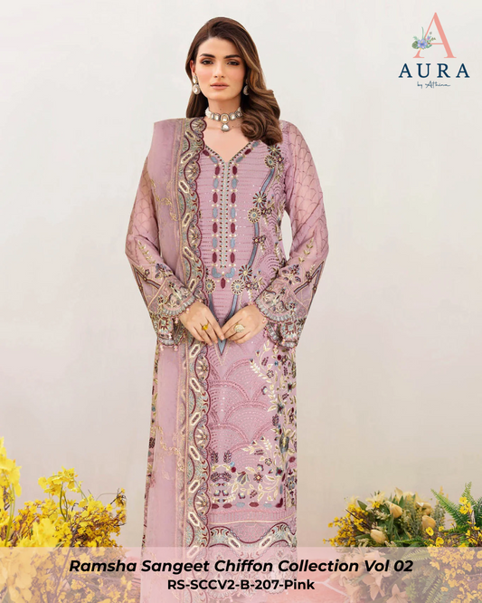 B-207 - Pink - Unstitched 3-Piece Suit
