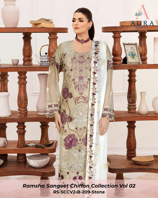 B-209 - Stone - Unstitched 3-Piece Suit