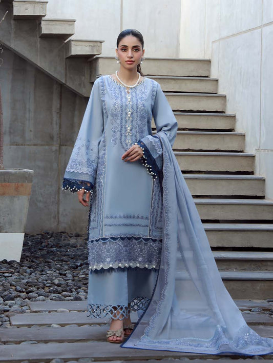 SKY BLUE- Unstitched 3-Piece Set