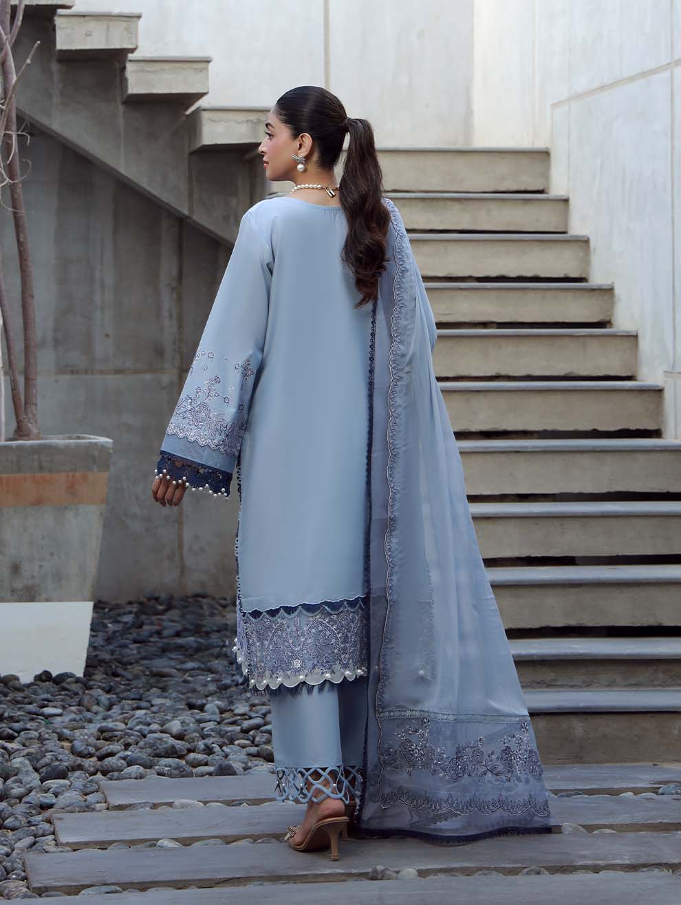 SKY BLUE- Unstitched 3-Piece Set
